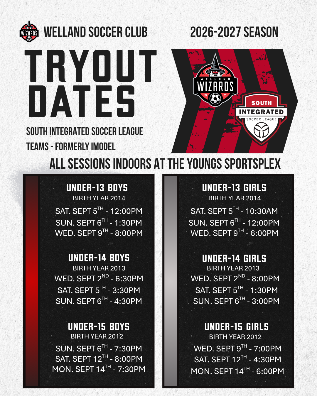 Tryout Dates & Times